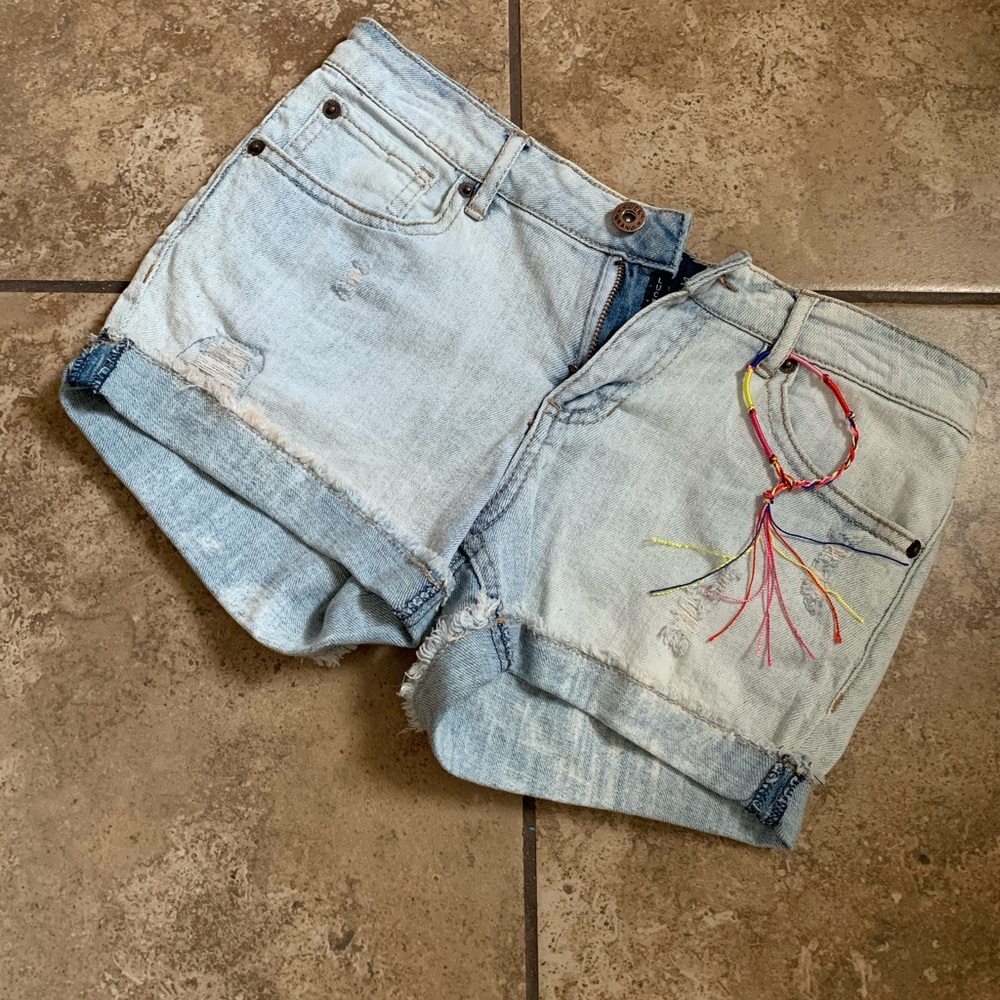 light washed jean shorts